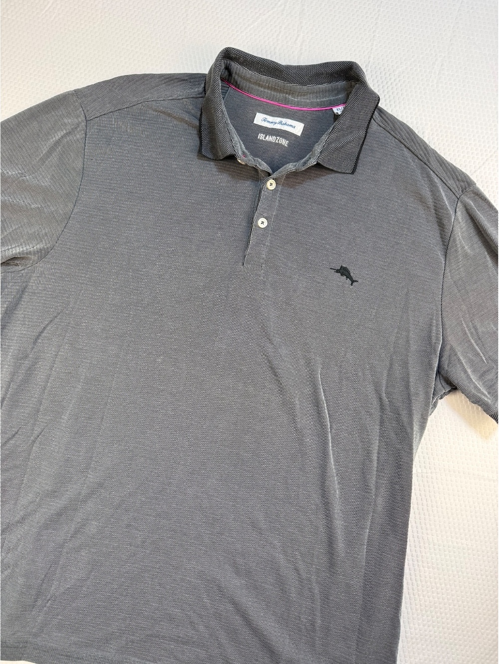 Tommy Bahama IslandZone Men's XL Gray Micro Stripe Polo Golf Modal Performance